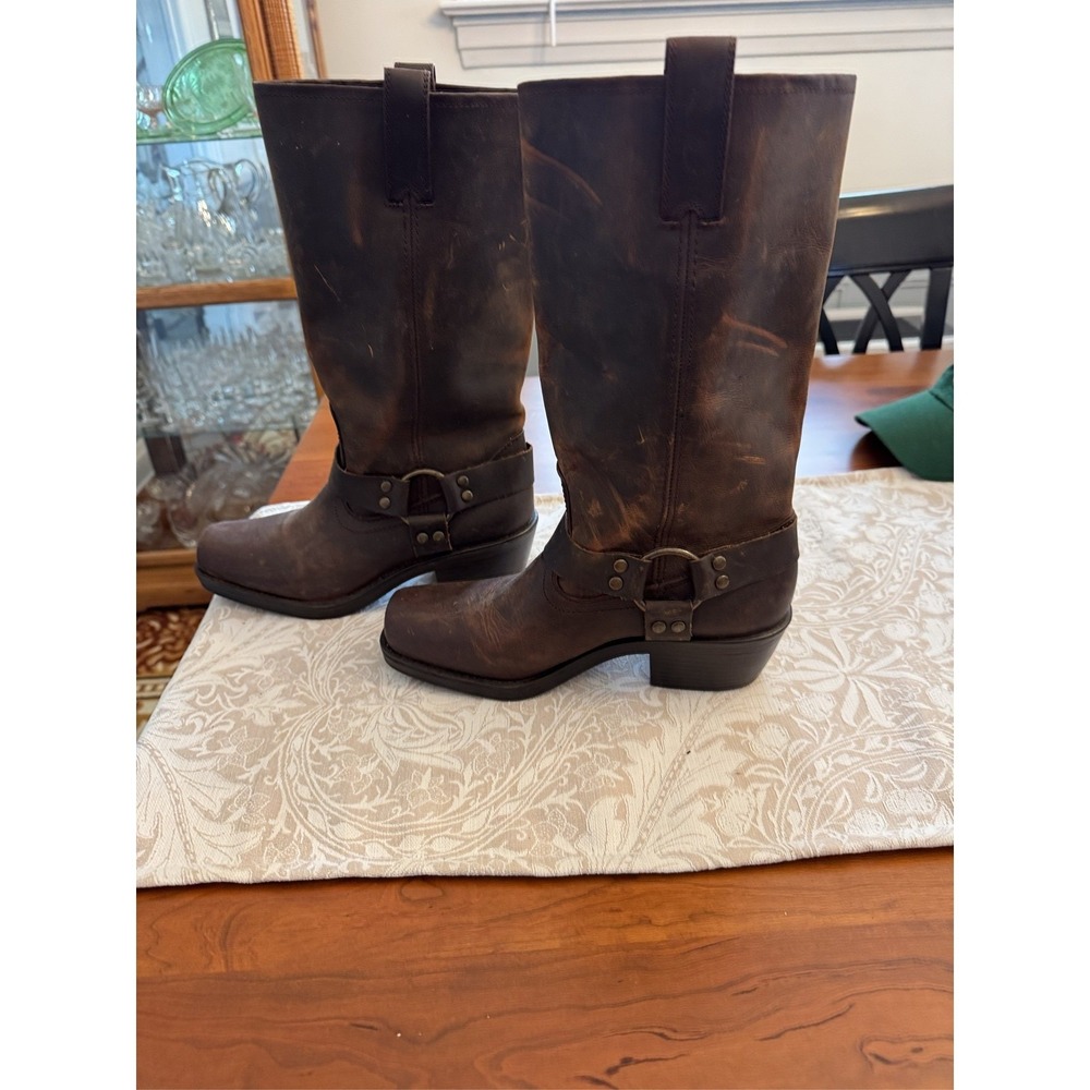 Mossimo Supply Co. Women's Brown Leather Harness Biker Boots Size 9 Y2K